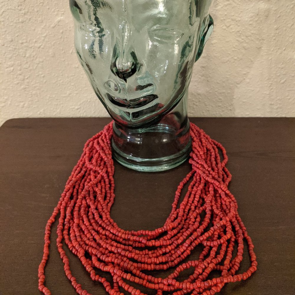 Layered Beaded Necklace Red